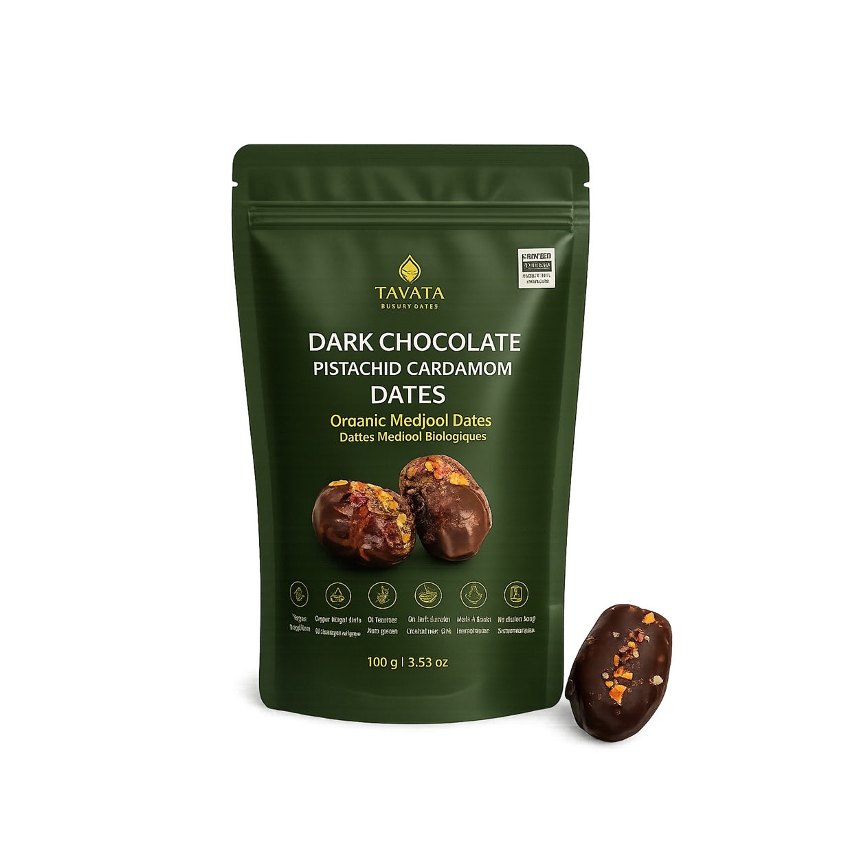 Dark Chocolate Pistachio Cardamom Dates Pouch
